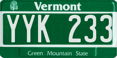 VT license plate YYK233