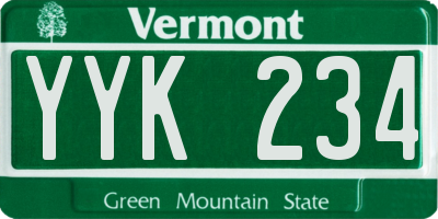 VT license plate YYK234
