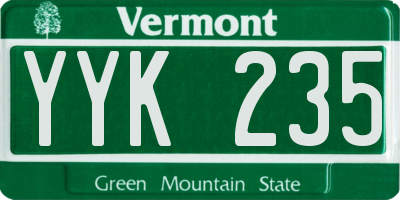 VT license plate YYK235