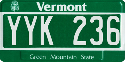 VT license plate YYK236