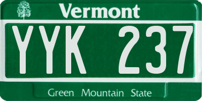 VT license plate YYK237