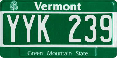 VT license plate YYK239