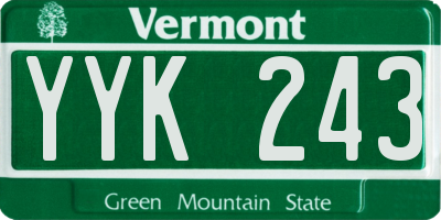 VT license plate YYK243