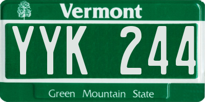 VT license plate YYK244