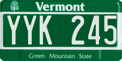 VT license plate YYK245