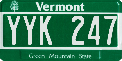 VT license plate YYK247