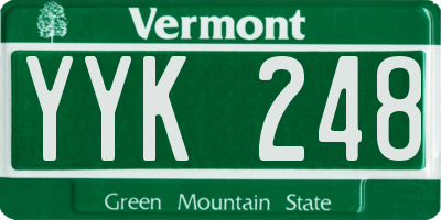 VT license plate YYK248