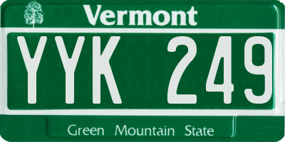 VT license plate YYK249