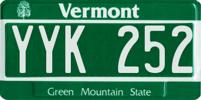 VT license plate YYK252