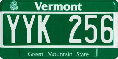 VT license plate YYK256