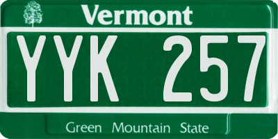 VT license plate YYK257