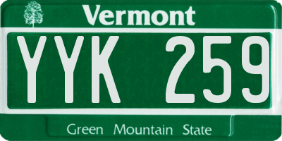 VT license plate YYK259
