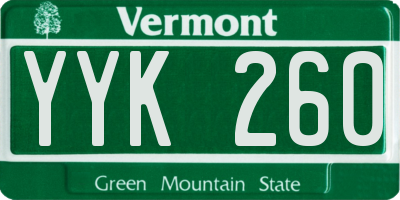 VT license plate YYK260