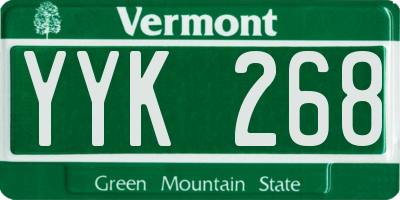 VT license plate YYK268
