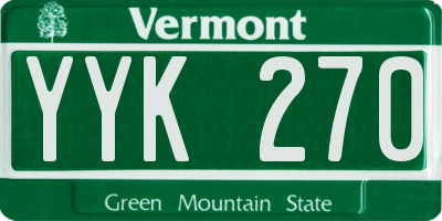 VT license plate YYK270