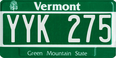 VT license plate YYK275