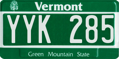 VT license plate YYK285