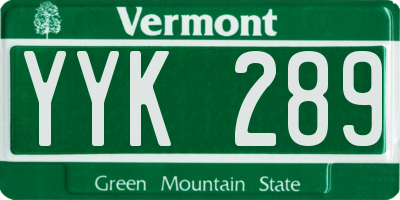 VT license plate YYK289