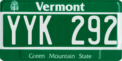 VT license plate YYK292