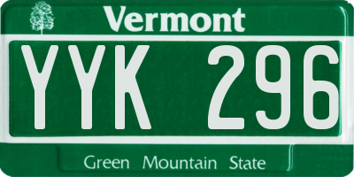 VT license plate YYK296