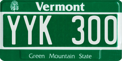 VT license plate YYK300