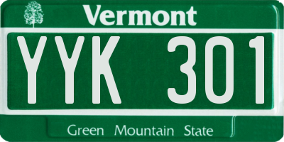 VT license plate YYK301