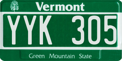 VT license plate YYK305
