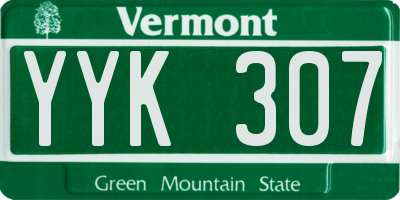 VT license plate YYK307