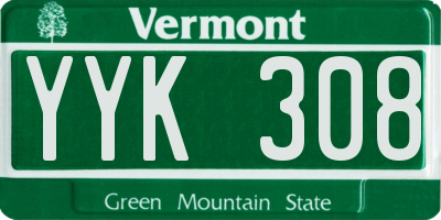 VT license plate YYK308