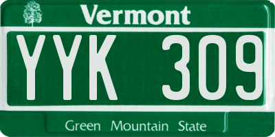 VT license plate YYK309