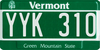 VT license plate YYK310