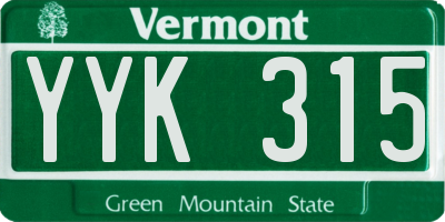 VT license plate YYK315