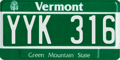 VT license plate YYK316