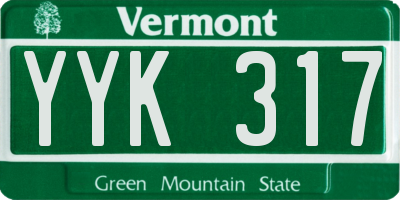 VT license plate YYK317