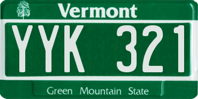 VT license plate YYK321