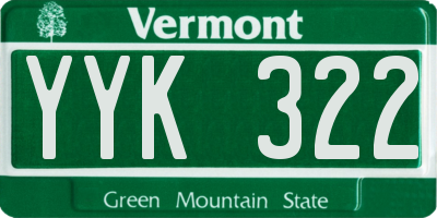 VT license plate YYK322