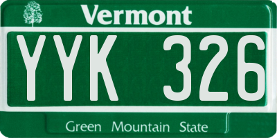 VT license plate YYK326