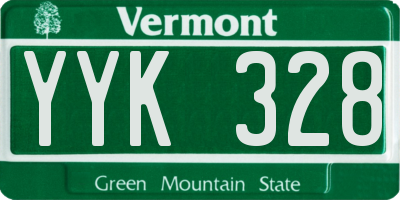 VT license plate YYK328