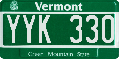 VT license plate YYK330