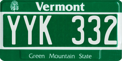 VT license plate YYK332