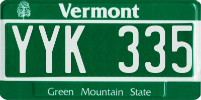 VT license plate YYK335