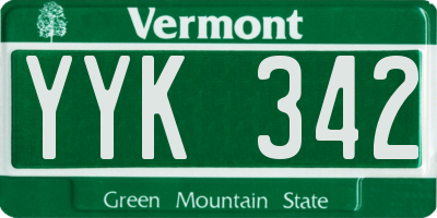 VT license plate YYK342