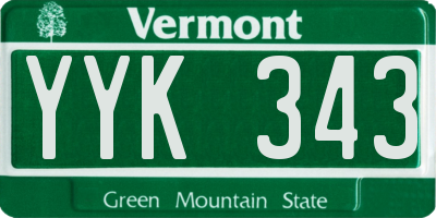VT license plate YYK343
