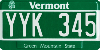 VT license plate YYK345