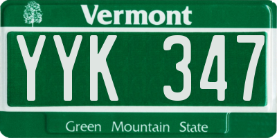 VT license plate YYK347