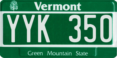 VT license plate YYK350