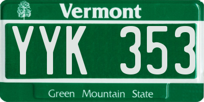 VT license plate YYK353