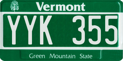 VT license plate YYK355