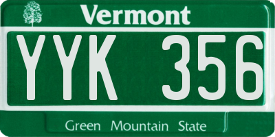 VT license plate YYK356