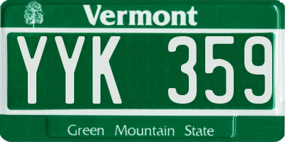 VT license plate YYK359